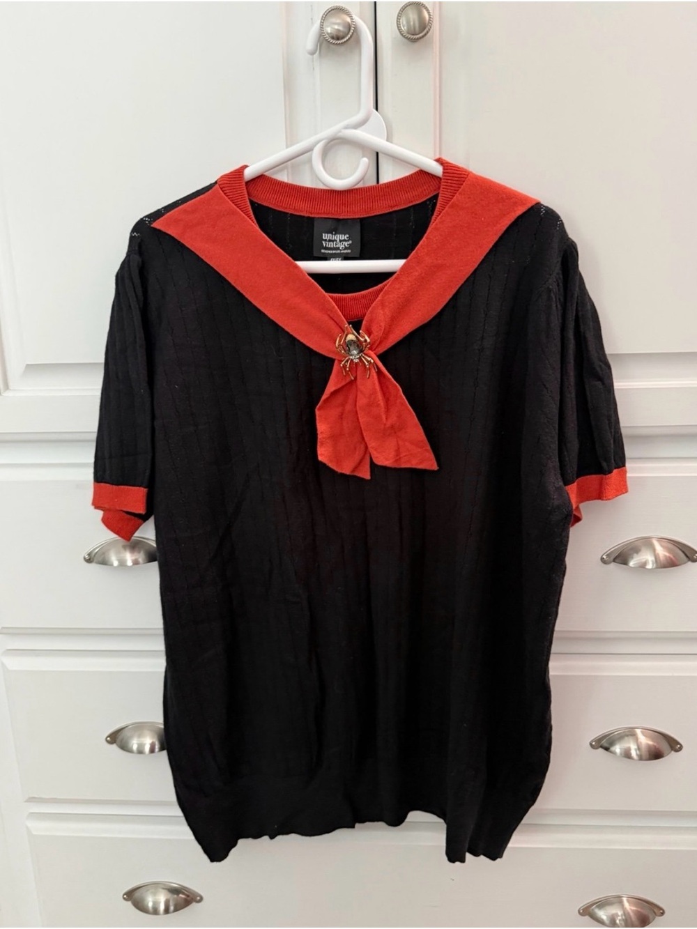 Unique Vintage Black & Orange Retro Sailor Sweater (4X/5X-Fits like 2x/3x)